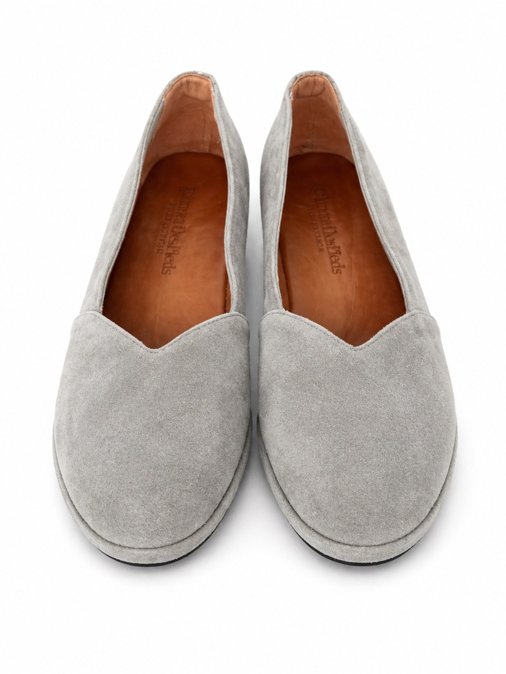 Women's Suede Slip-On Flats in soft light grey